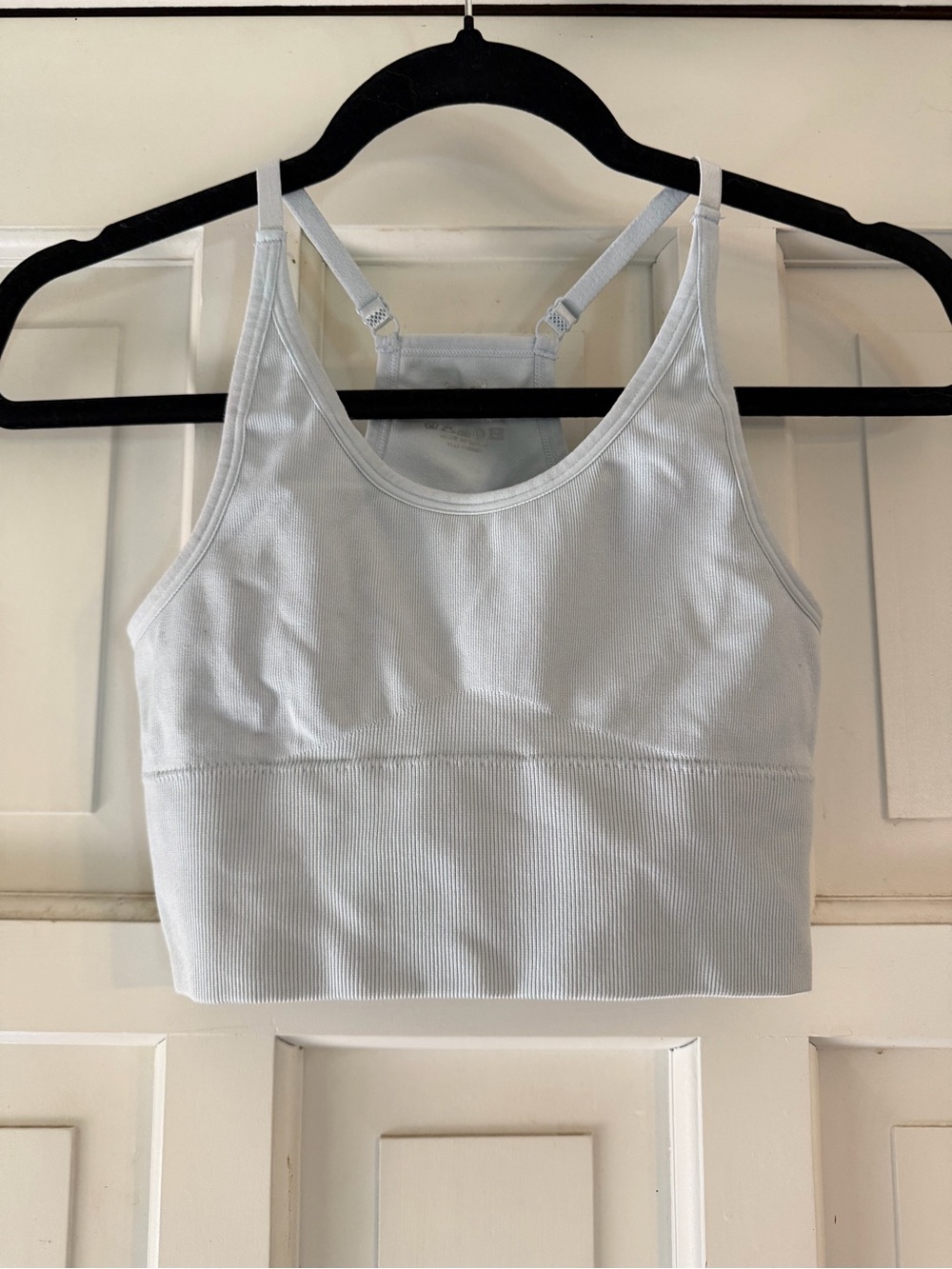 Light Blue Seamless Sports Bra Crop Top - Women